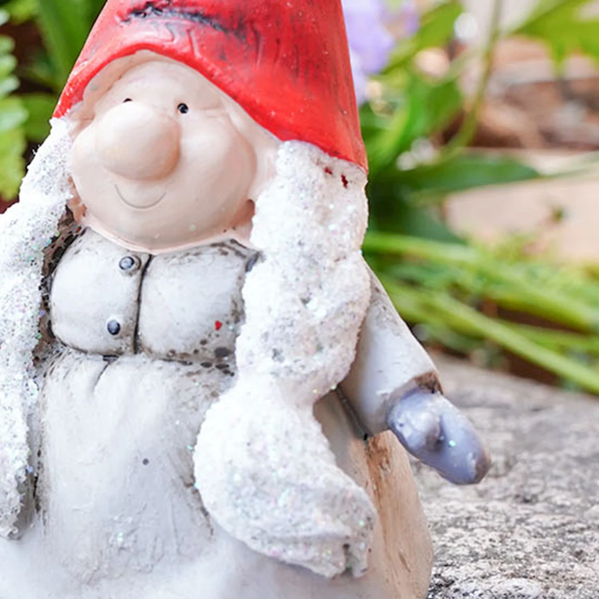 1PC, a cute statue of an old lady in a red hat, a hand-painted garden decorative handicraft made of resin