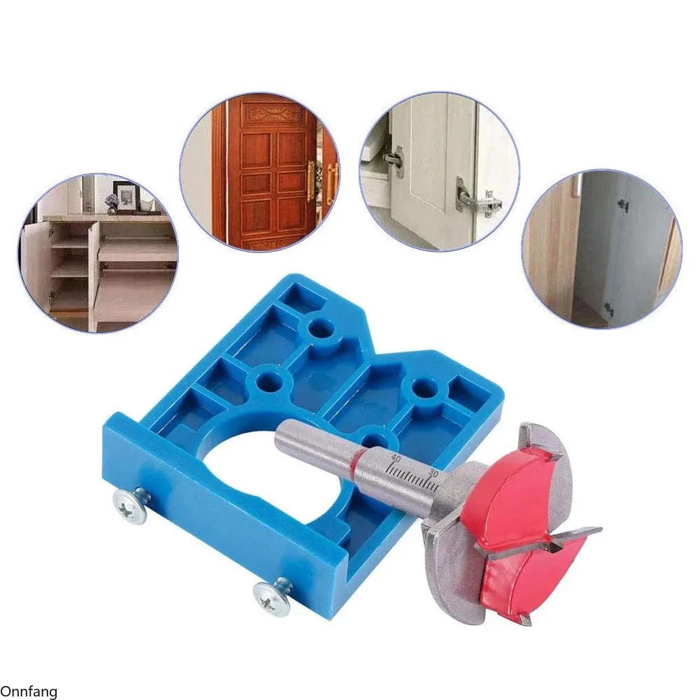 

35mm Hinge Drilling Jig Set Concealed Guide Hinge Hole Drilling Locator Woodworking Hole Opener Door Cabinet Accessories Tools