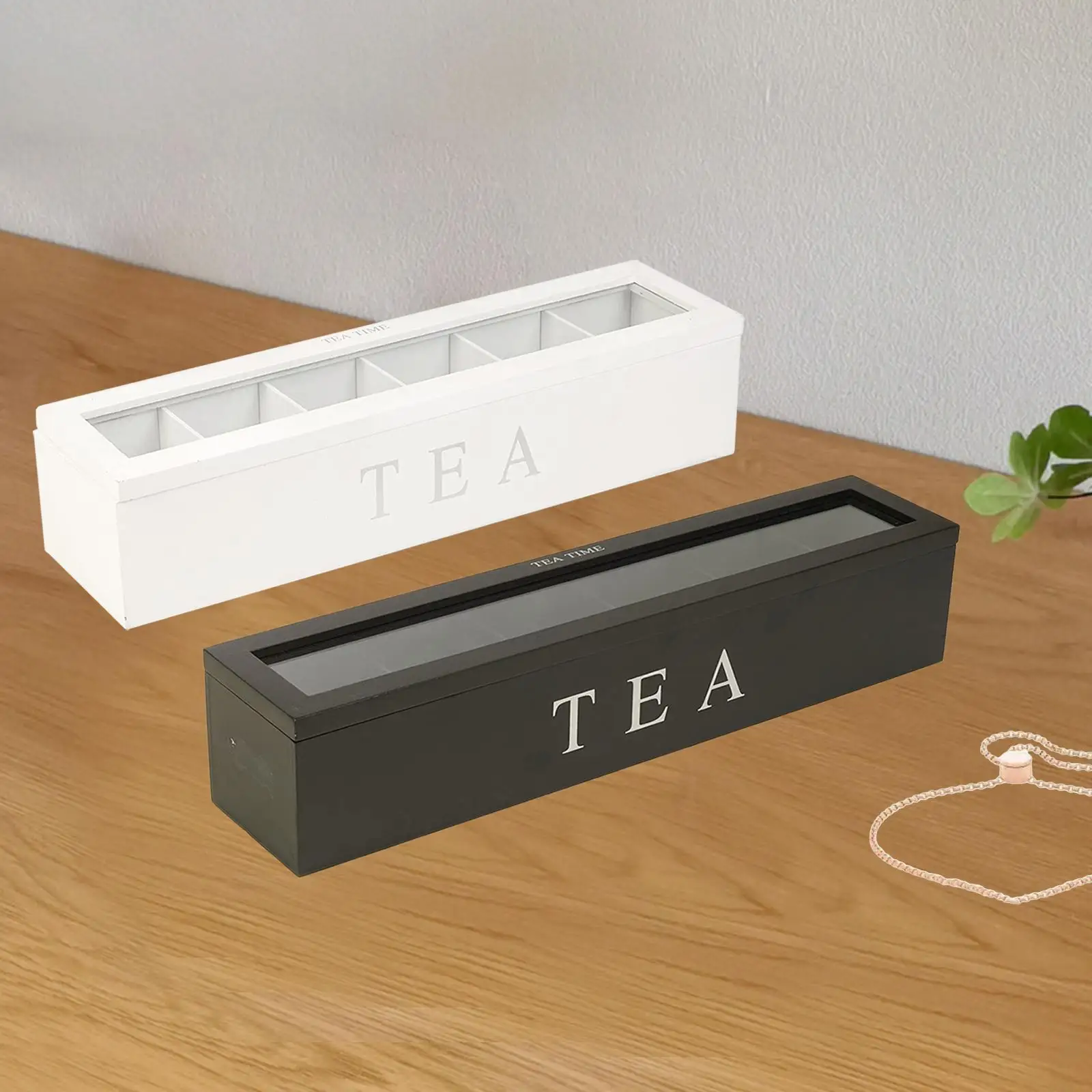 Tea tin box tea canister ceramic storage jar new wooden tea box with lid 6 compartment for kitchen cabinets