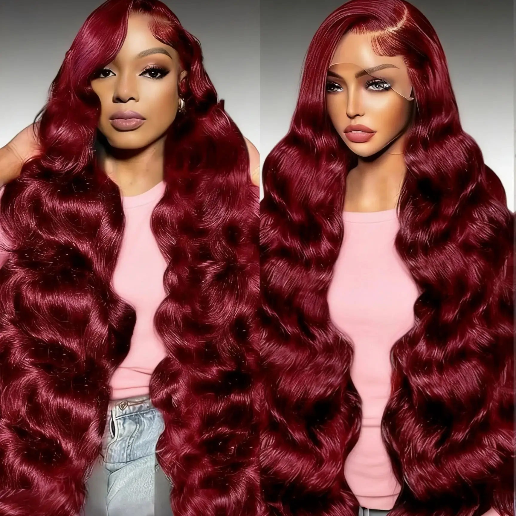 99j Burgundy 13x4 Hd Lace Frontal Human Hair Wigs Transparent Colored Body Wave Red Lace Front Wig 4x4 5x5 Closure Wig For Women