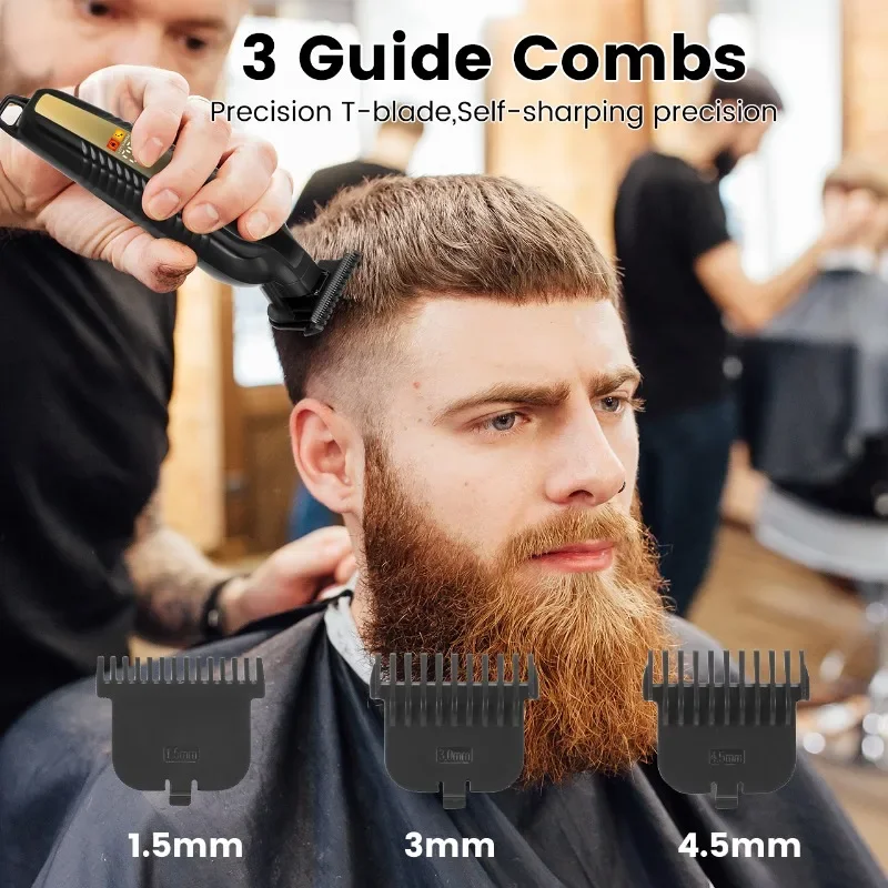 Professional Barber Cordless Clippers, Mens Hair Clipper for Hair Cutting Kit & Grooming Set, Hair Trimmer with USB Rechargeable 6