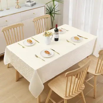 Olanly Rectangle Table Cloths Washable Ornaments Diner Table Covers Easy Care Scratch-Resistant Kitchen Party Damask Tablecloths 1