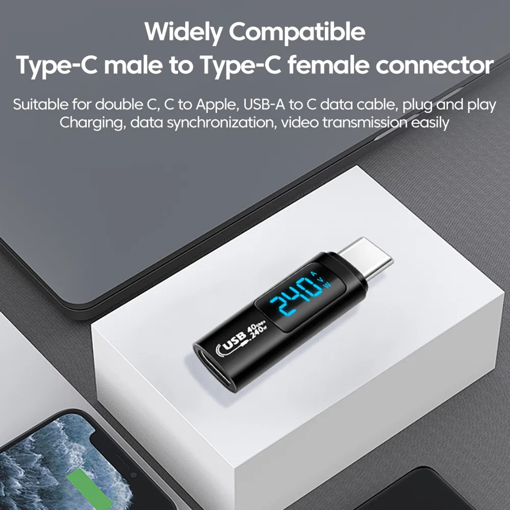 OTG USB 4.0 2.0 디지털 디스플레이 컨버터, 전원 전압 전류 C타입 to C타입 비디오 전송 어댑터, IOS 15 삼성, 240W