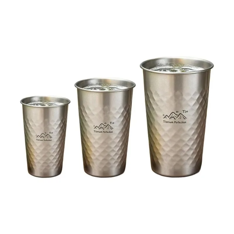 순수 티타늄 캠핑 컵 350-600ml 휴대용 초경량 커피 차 주스 컵 가정용 야외 캠핑 피크닉 맥주 컵