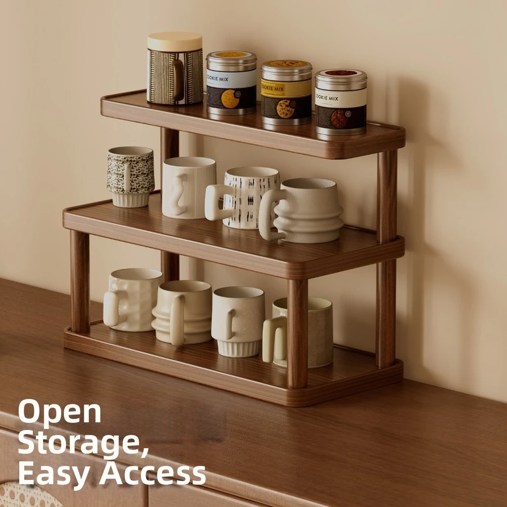 New Thickened Cup Storage Rack Multilayer Retro Style Teacups Holder Space Saving Sturdy Coffee Mug Stand Office Kitchen