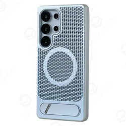MagSafe Honeycomb Mesh Cooling Case with Alloy Lens Bracket and Wireless Charging Matte Cover - Sam S24 Ultra (Silver X2 ZJCC)