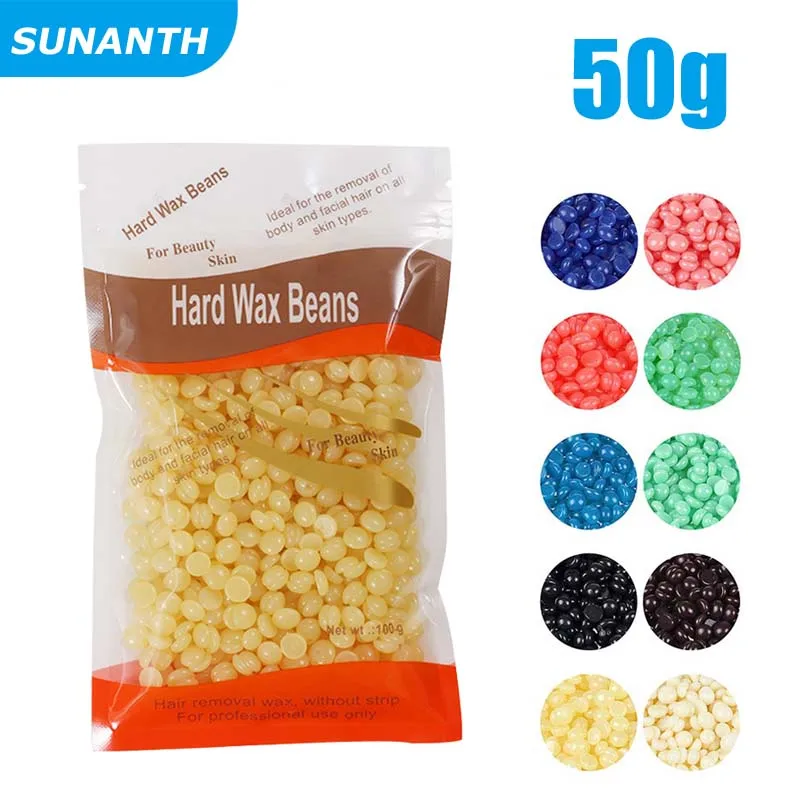 50g Depilatory Wax Beans for Hair Removal Hard Wax Pellet for Warmer Hot Film Waxing Beads Heater Machine Unisex