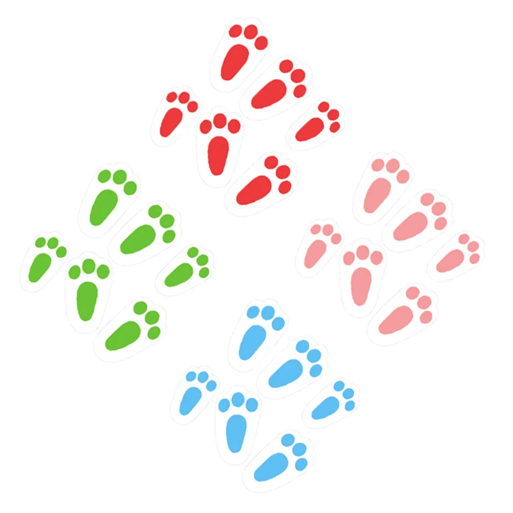 24 Pcs Cartoon Rabbit Floor Decals Durable Pvc Easter Bunny Feet Wall Decor Ceiling Clings Home Accessories Window