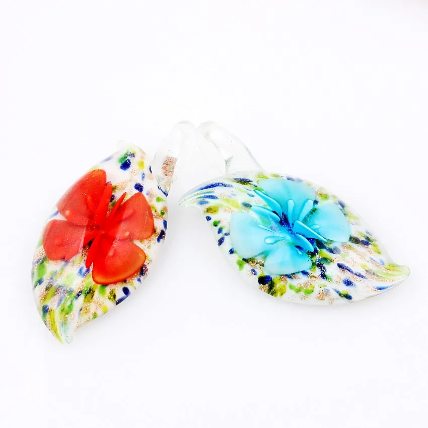 Qianbei Blumen-Anhänger, Großhandel, 6 Stück, handgefertigt, Muranoglas, Mix, Farbe, passend für Halskette, Modeschmuck, Geschenke – Detail 5