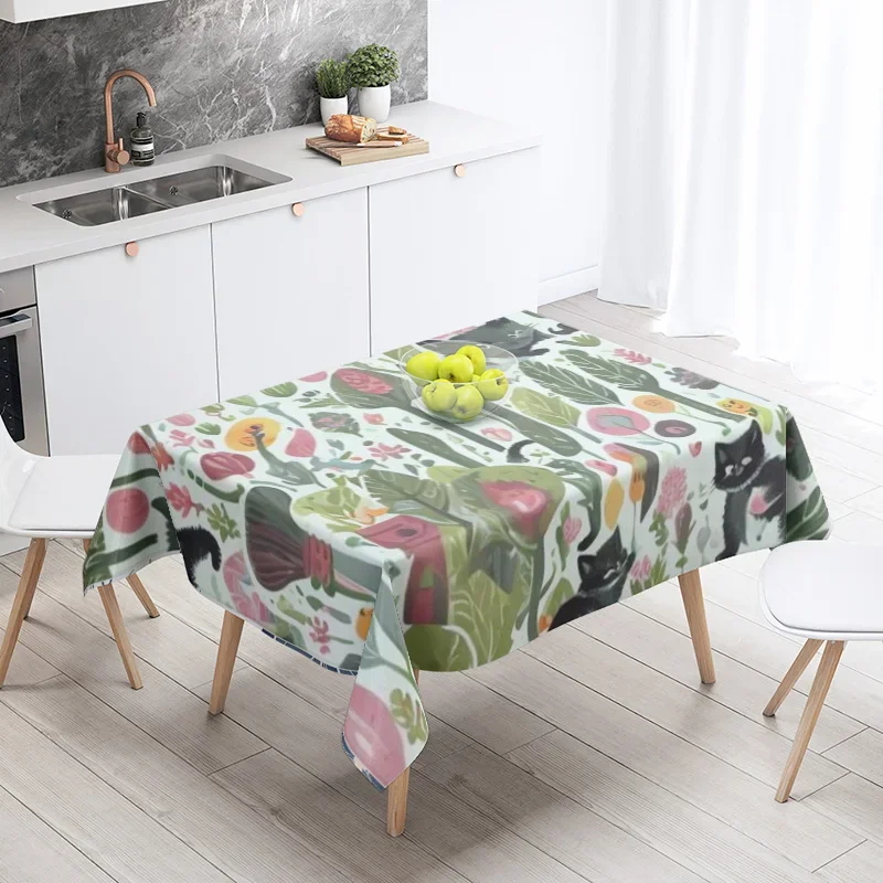 Morandi Grey Abstract Tablecloth Nordic-style Machine Washable Tablecloth Coffee Table Dining Table Dual-use Home Decor 2