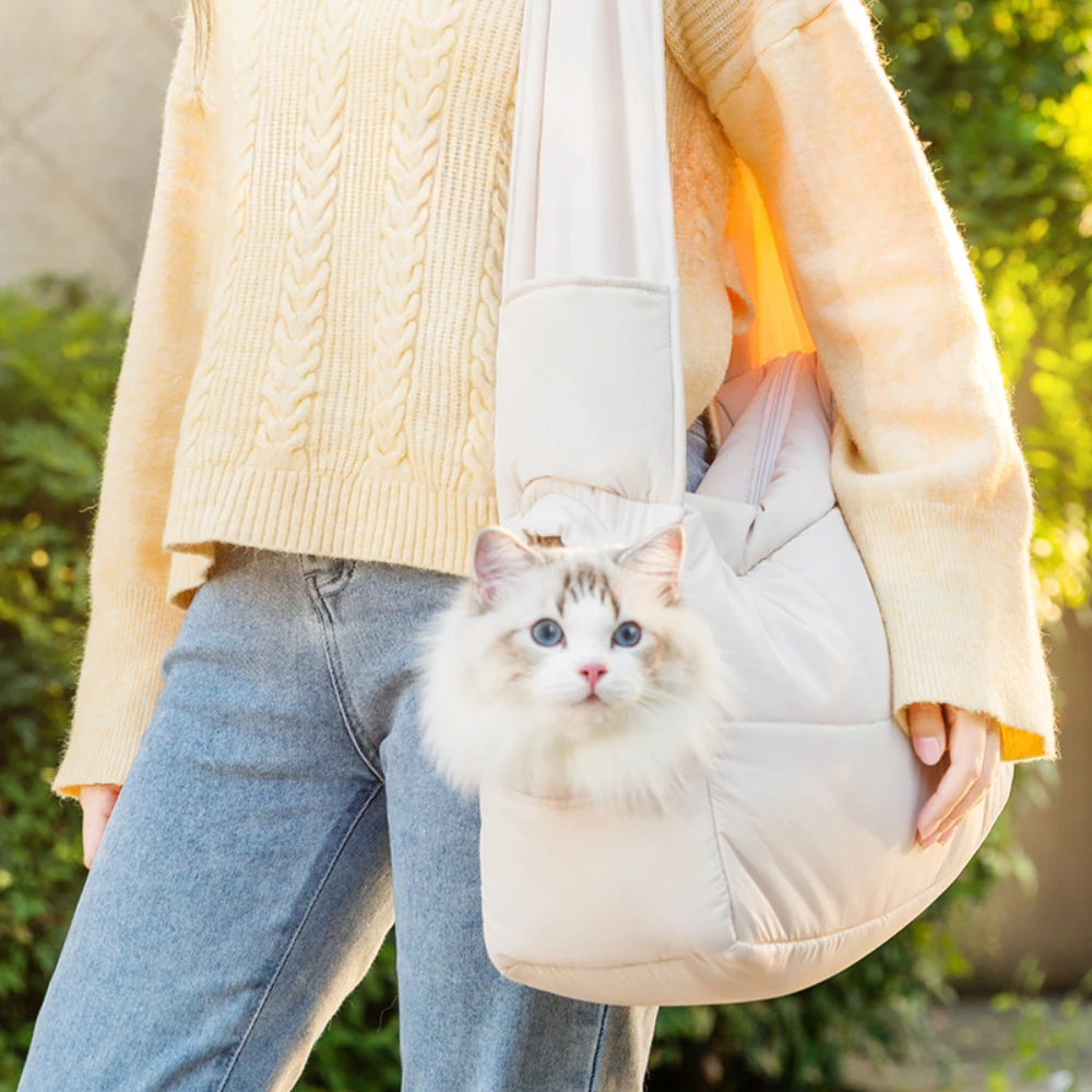 Pet Carrier Shoulder Bag Cat Carrier Sling Bag Winter Outdoor Puppy Travel Portable Warm Cat Walking
