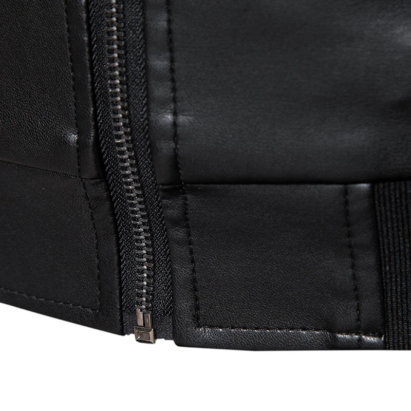 TRAF 2024 Leather Men's New Trend Fashion Spring And Autumn Stand Collar Comfortable Slim Leather Jacket Handsome Youth Coat 3