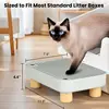 Litter Box Catcher With Wooden Base, Anti-Tracking& Easy To Clean, Litter Box Step, Ramp Designed Ideal For Small Elderly Cats 6