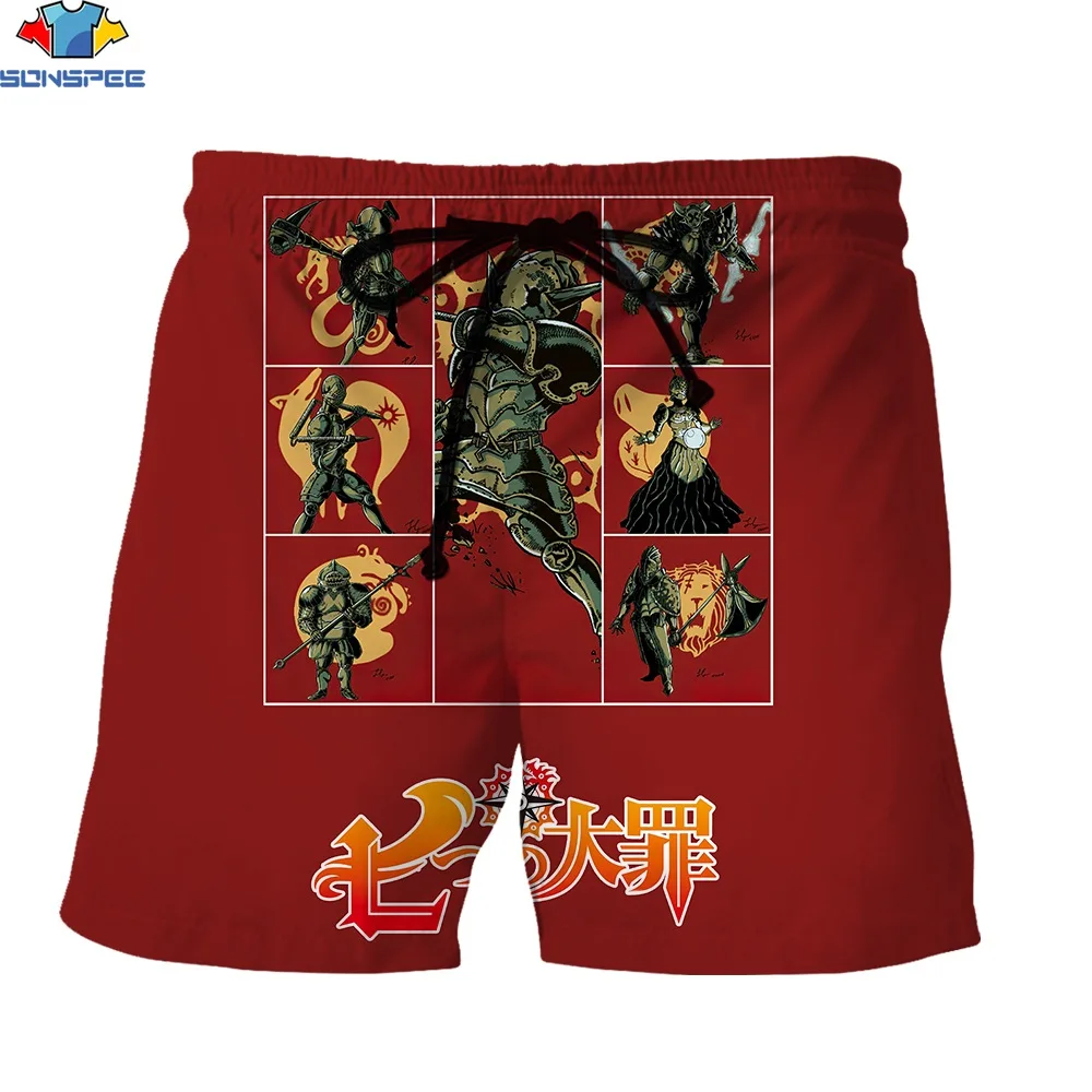 SONSPEE 3D Print Anime The Seven Deadly Sins Summer Men's Shorts Fantasy Teen Manga Harajuku Trend Sport Loose Beach Short Pants