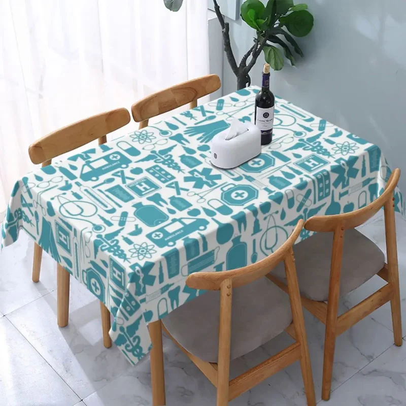 

Rectangular Waterproof Oil-Proof Nurse Pattern Tablecloth Backing Elastic Edge Table Cover 45"-50" Fit Table Cloth