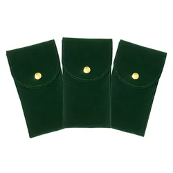 Embers Flannelette Watch Travel Bag - Blue & Black Dust Protection Case (3Pcs - Blackish Green)