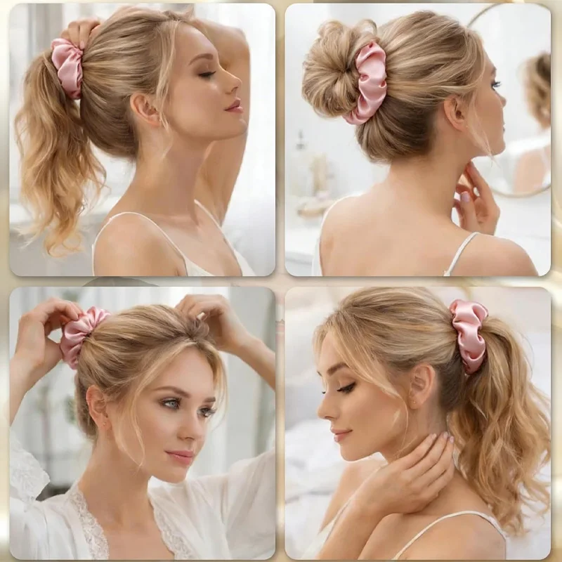 Luxurious Satin No-Crease Hair Scrunchies - Gentle Elastic Hair Ties for Effortless Styling