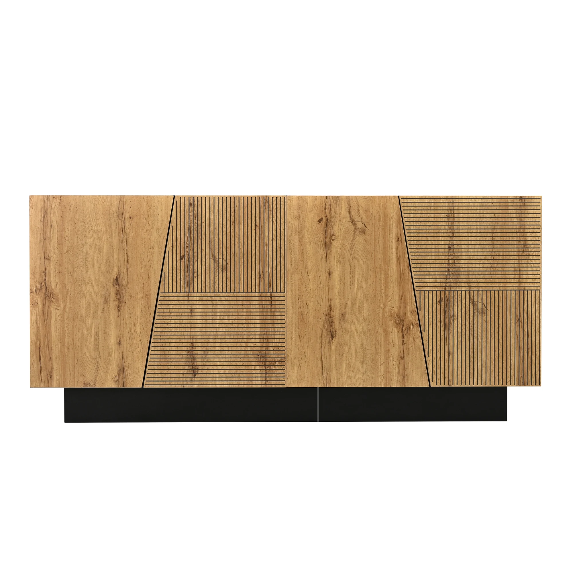 Modernes 160-cm-Sideboard mit viel Stauraum, geometrischem Design und verstellbarem Regal – Aufbewahrungsschrank für das Wohnzimmer – Detail 24