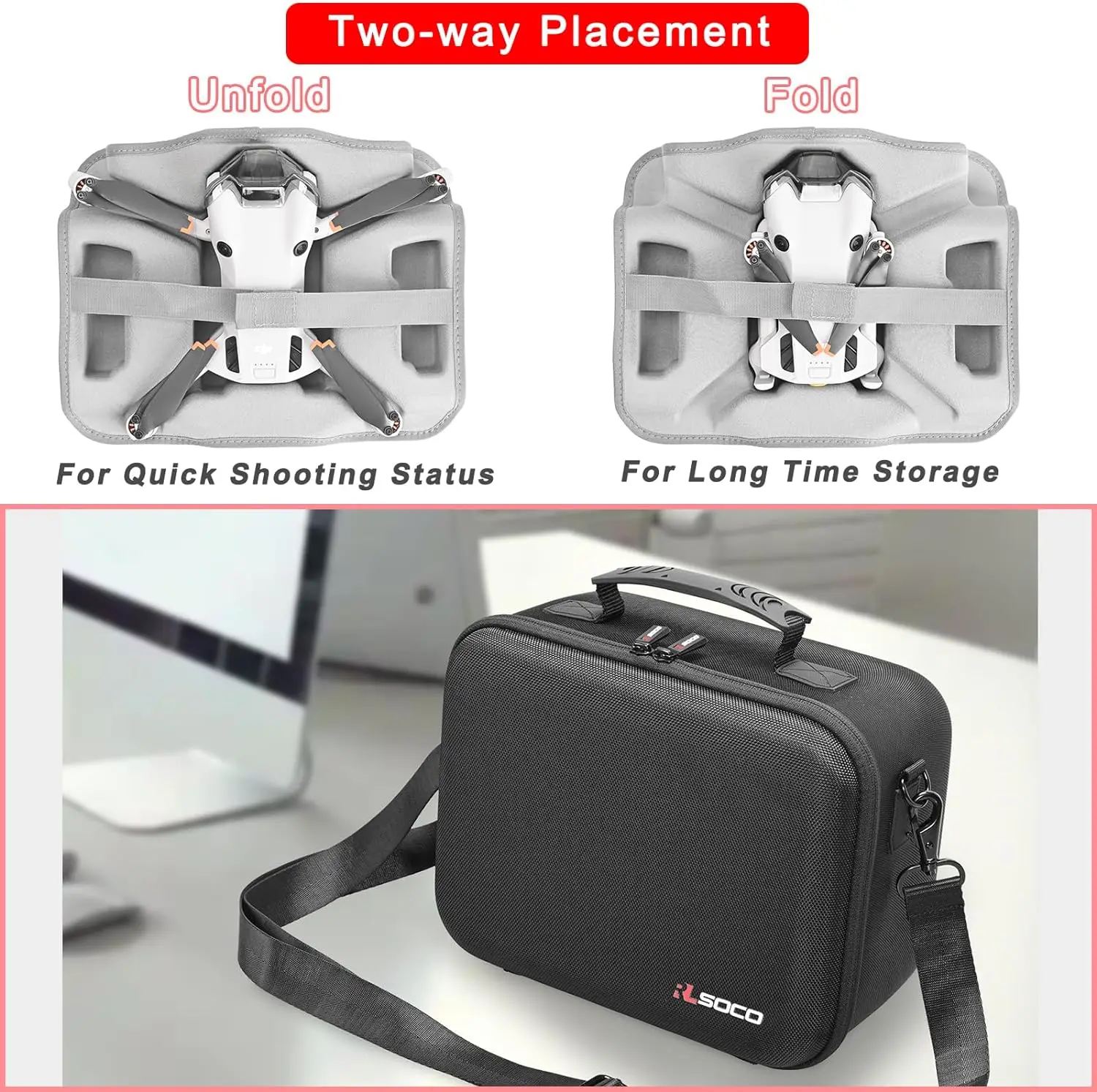Carrying Case for DJI Mini 4 Pro, Fits Full DJI Mini 4 Pro Accessories: RC 2 Controller or RC-N2 Controller, Charging Hub