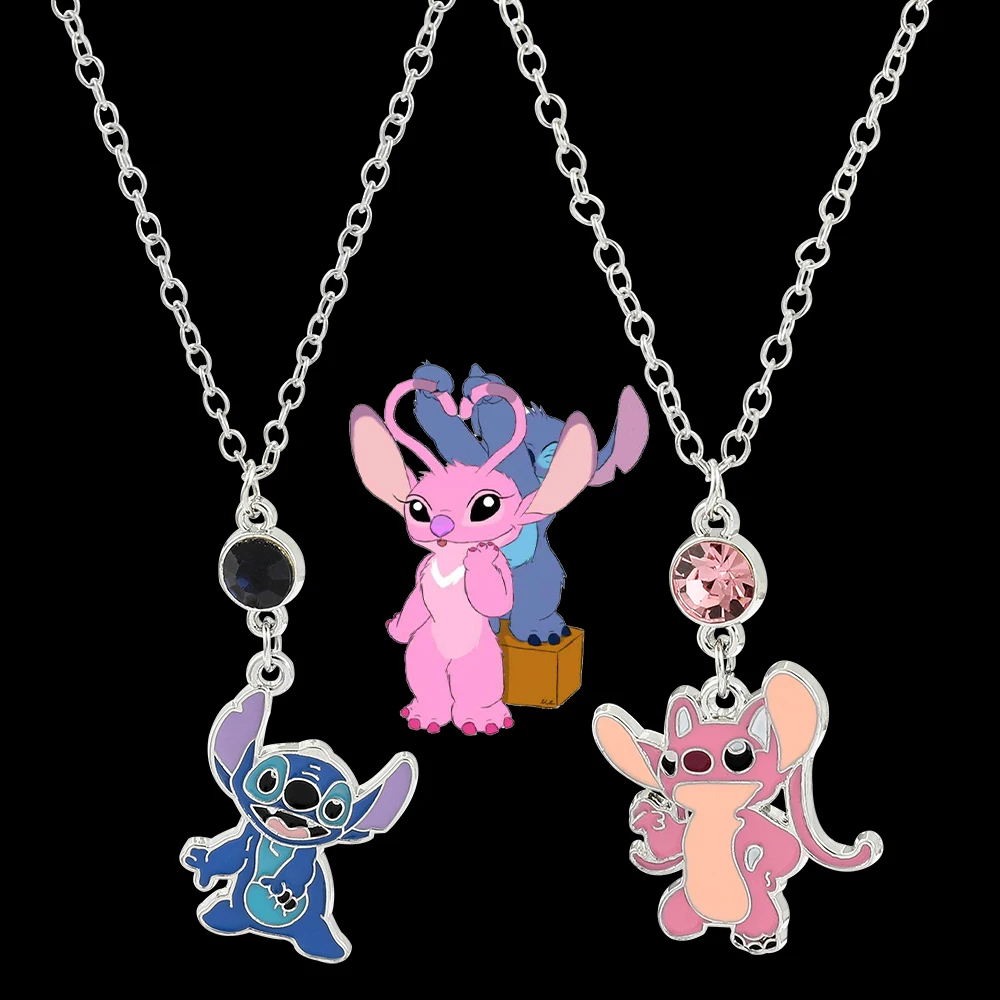 CuteDisneyStitchNecklaceCartoonMoviesLiloStitchCouplePendant