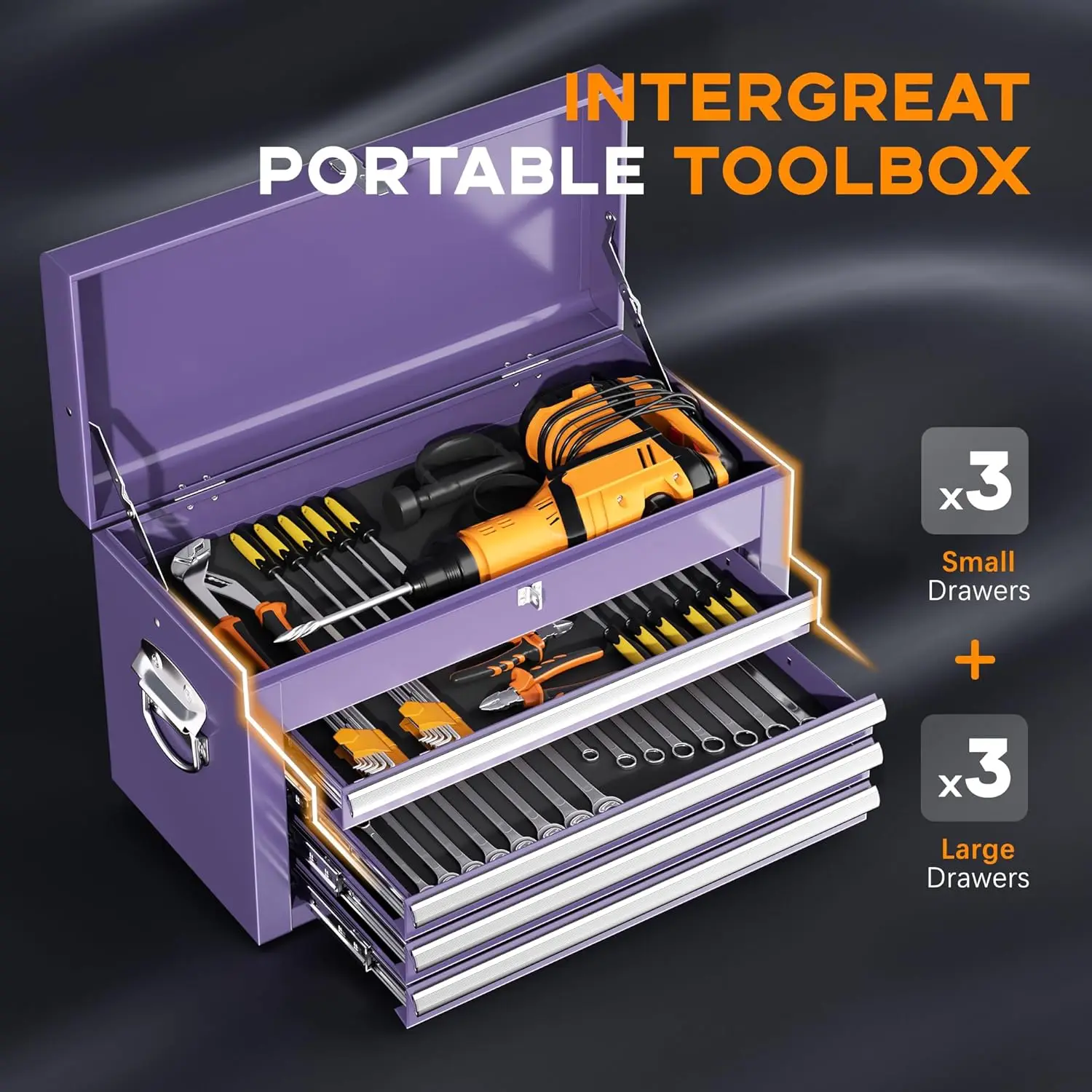 5 Drawer Tool Chest with Wheels, Rolling Tool Chest with Drawers, Tool Storage Organizer Cabinet with Lock&Key for Ga 4