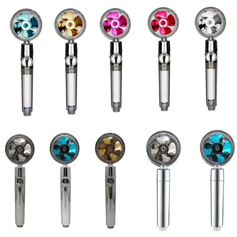 Turbo Propeller Water Saving Shower Head and Holder High Preassure Showerhead Rainfall with Fan Bathroom Accessories 6