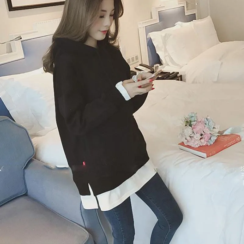 Pregnancy Clothes Nursing Hooded Sweatshirt Breastfeeding Clothes Embroidered Sweatshirt For Pregnant Women Maternity