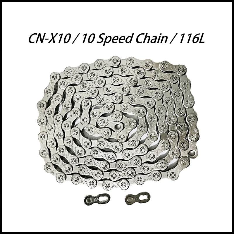 

Original CN-X10 Bicycle 10 11 Speed MTB Mountain Bike Chain 116 Links 30/33 Speed Cassette Freewheel Chain X10