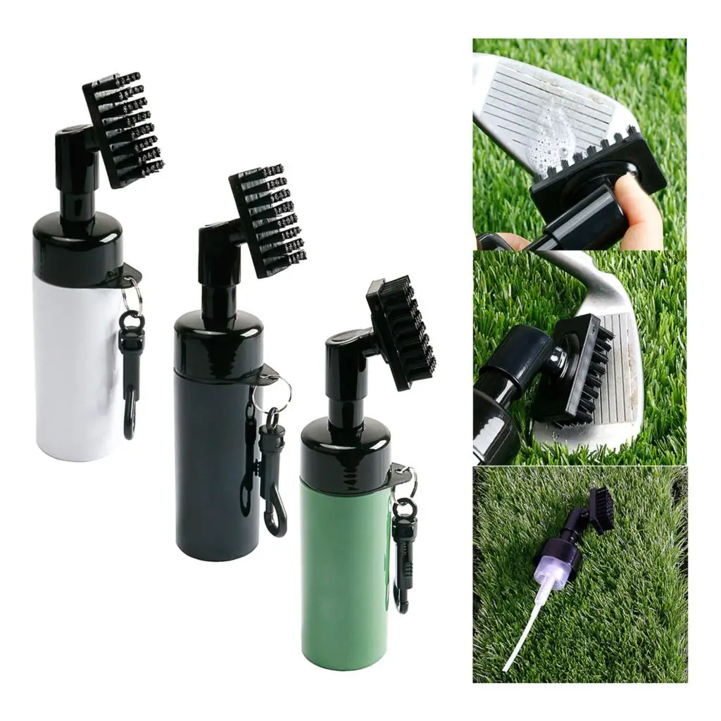 

Protable Golf Club Groove Brush Plastic Cleaning Brush Golf Cleaner With Water Bottle Self-Contained Water Brush - Black Ball