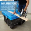 50 Gallon Rolling Plastic Tool Chest with Work Top for Garage, Black with Blue Lid 5
