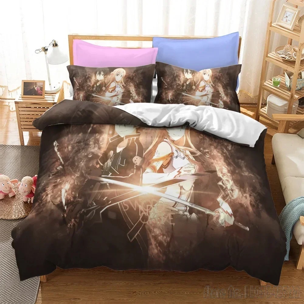 Sword Art Online Cartoon Duvet Cover Set HD Comforter Cover for Kids Bedding Sets Bedclothes Bedroom Decor