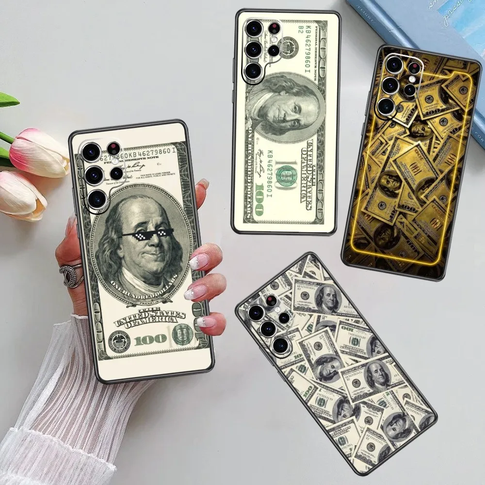 Banknote Dollar Cash Money  Phone Case For Samsung Galaxy S23 S22 S21 S20 Plus Ultra M54 Note20 Soft Black Phone Cover