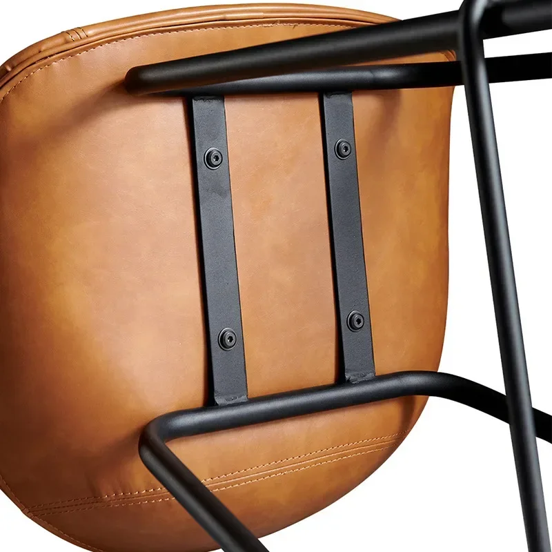 European Style Industrial Leather Art High Chair Bar Chair New Chinese Style Back Iron High Stool Front Desk Cashier 75cm