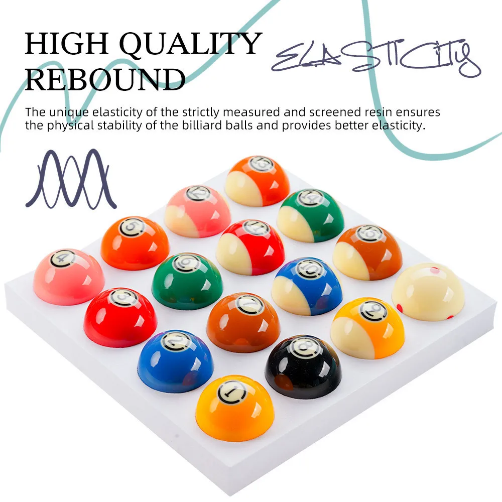 KONLLEN Pool Balls 57.2mm Resin Balls Set 2-1/4" 16pcs Full Set For Pool Tables Billiard Pendulum Sticker Billliards Accessories
