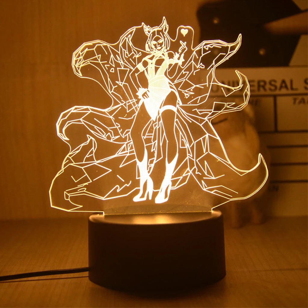 AnimeLampLeagueOfLegendsAhri3DLedBedsideIllusionNightLight