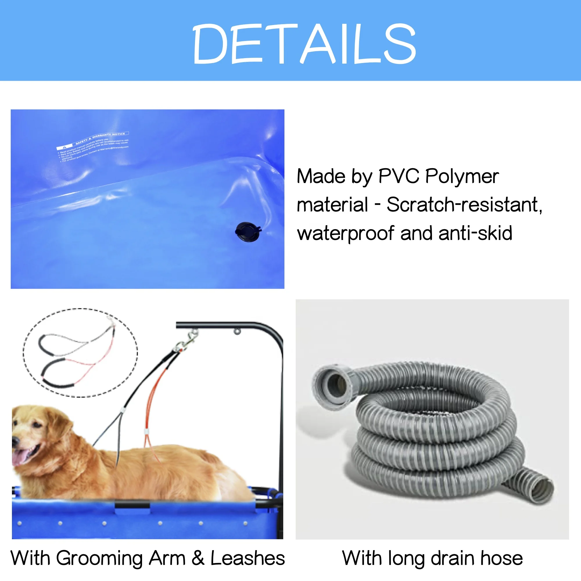 Multifunction Foldable PVC Dog Pet Grooming Bath Spa Bathtub Animal Cleaning Equipment for Pets