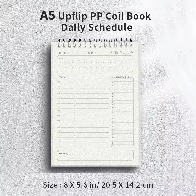 1pc Planner Agenda Spiral A5 Notebook Orari Piano giornaliero Lista delle cose da fare Blocco note 160 pagine di spessore Materiale scolastico per ufficio Cancelleria - immagine 2