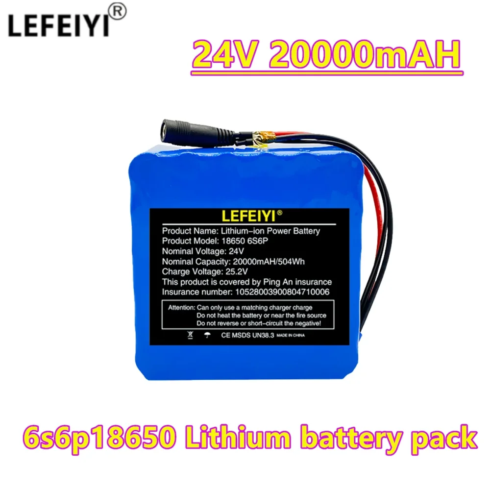 

6S6P 24V 20Ah 25.2V Lithium Battery Pack Batteries for Electric Motor Bicycle Ebike Scooter Wheelchair Cropper with BMS+Charger