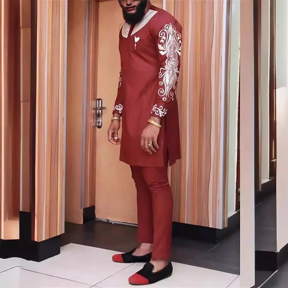 Men's luxury fashion casual print two-piece set