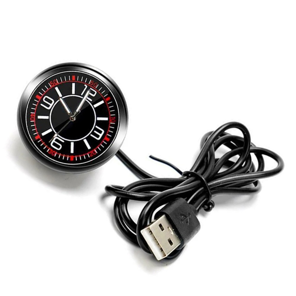 Car Dashboard Clock Universal Quartz Luminous Clock Glass Mirror Car