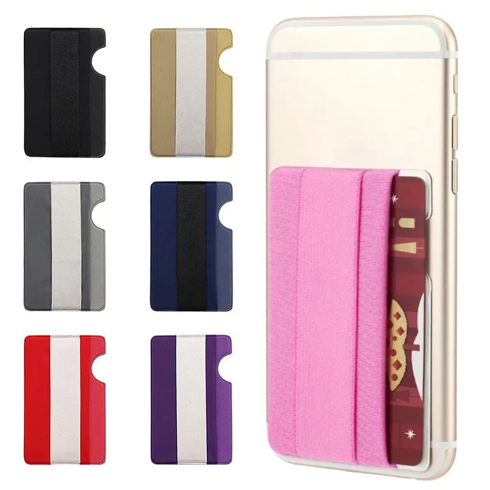 Confezione Da 2 Tasche Portacarte Autoadesive In Tessuto Elastico Nero, 58x93 Mm, Per Telefono, Portafoglio Adesivo Per Carte E Chiavi - 2
