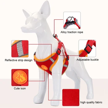 Dogs Adjustable Harness Leash Set for Small Medium Dogs Harness Vest Reflective Puppy Chest Strap Pet Walking Outdoor Supplies 3