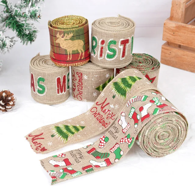 Christmas Tree Ribbon Decoration Burlap  Red Wired Ribbon Christmas Tree -  5m Burlap - Aliexpress