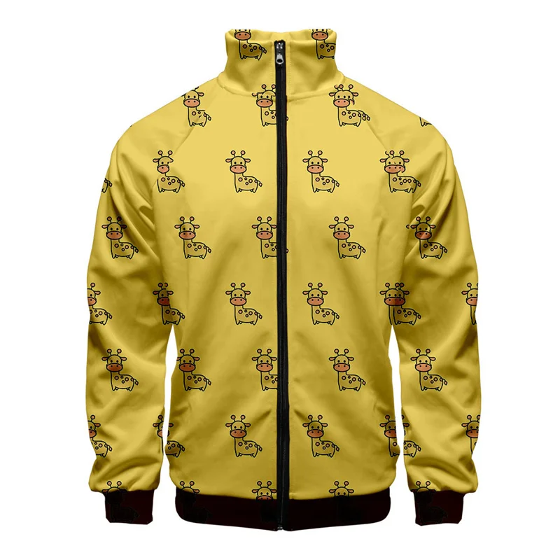 thumbnail image 1 of Chaqueta con estampado 3D de elefante, jirafa, conejo, para hombre, con estampado de animales de dibujos animados, chaqueta de calle de gran tamaño con cremallera, ropa para niños, 1 of 4