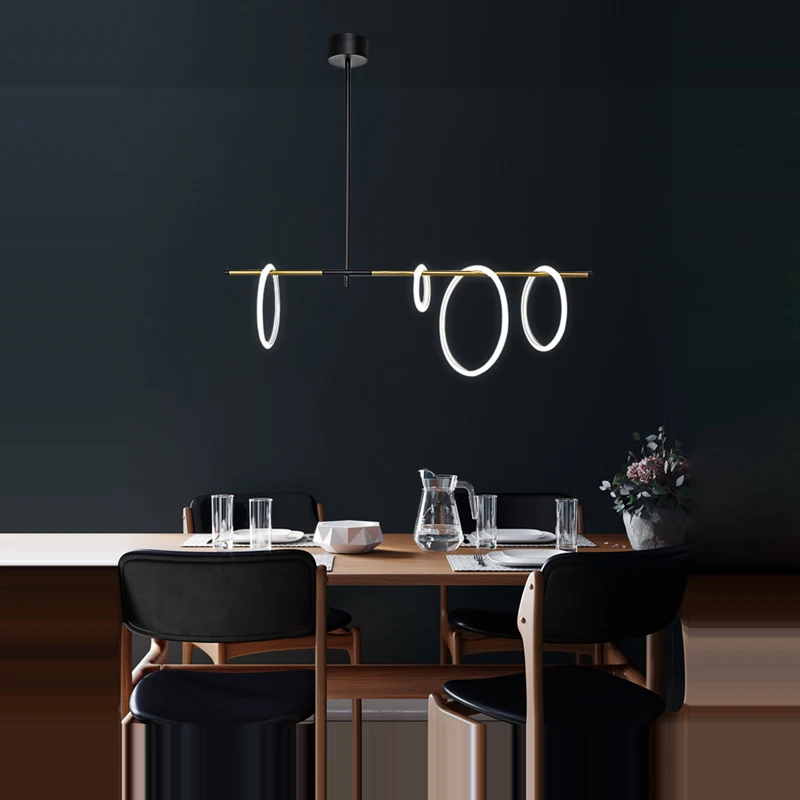 

LED Golden White Iron Megnetic Lucky Ring Lustre Hanging Lamps Suspension Luminaire Lampen Pendant Light For Foyer