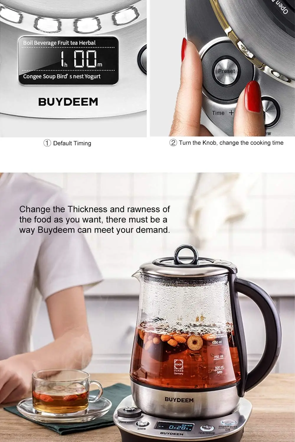 K2973 Flagship Health- Care Beverage Tea Maker and Kettle, 8-in-1 Programmable Brew Cooker Master, 1.5L(0.396gal), Silvery 4
