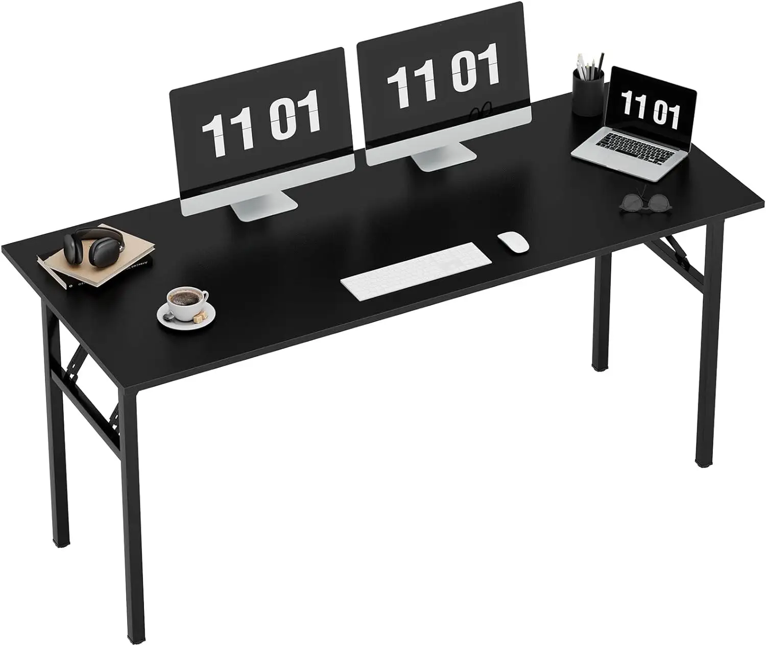 Need Computer Desk Office Desk 62 inches Folding Table with BIFMA Certification Computer Table Dining Table No Install Needed,