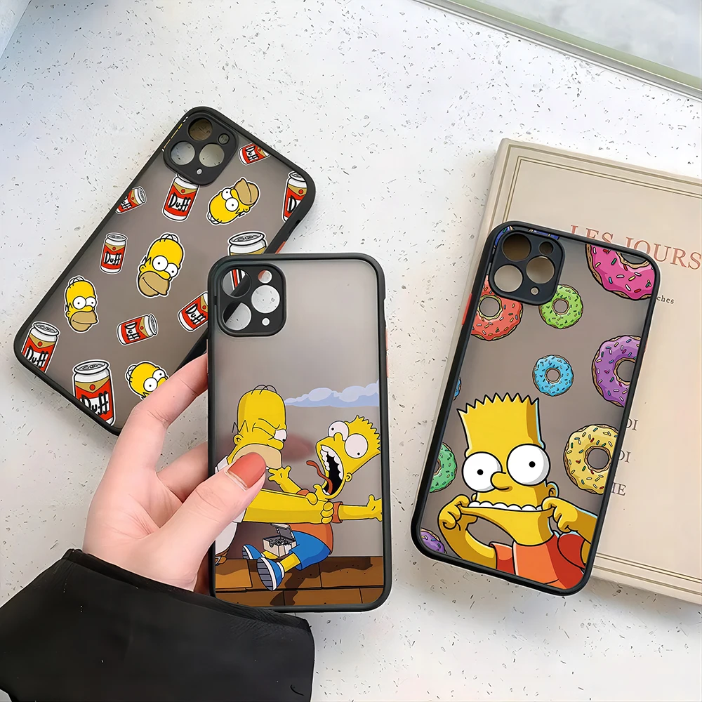 Cartoon Cute The s-Simpsons Matte Transparent Phone Case Cover