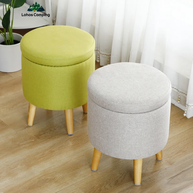 Lohascamping Home Office Camping Round Removable Stool Storage Shoe Change Footrest Stool Dressing Chair sofa stool makeup stool