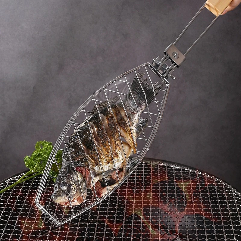 Grilled Fish Clip Removable Bbq Grill Net Home Multifunctional Burger Clip Grilled Fish Anti-scald Grill Tool